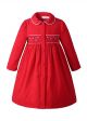 Red Toddlers Doll Collar Smocked Clothing