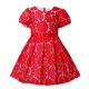 Girl Red Lace Puff Sleeve Girls Floral Princess Dress 152F