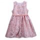 Sleeveless Pink Pearl Waist Jacquard Flower Kids Dresses 335F