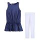 Summer Navy Sleeveless Girl Clothing Set 10