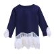 Toddler Navy Lace Solid Cotton Girl Dress GT80720-4B