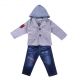 New 3PCS Boys Clothing Set Grey Grid Coat 14