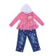 3PCS Pink Girls Clothing Set Autumn Lace