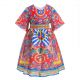 Summer O-neck Kids Red Causal Pattern Dress 530F