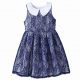 Navy Blue Summer Sleeveless Lace Pleated Dress 22L