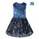 Autumn Fashion Blue Velvet Dress For Girl A174