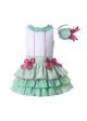 Summer Boutique Girls Ruffled White Shirt + Princess Layer Skirt +Hand Headband