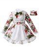 White Floral Girl Dress Wtih Hairband B219