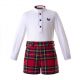 Boys Clothing Sets White Shirt With Red Stripe Shorts