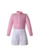 Pink Boys Clothing Set Stand Collar With Pleated Shirt And white Shorts Kids Clothes