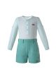 Boys New Clothing Set White Top + Mint Green Shorts 