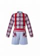 Boy's Autumn Suit Plaid Shirt + Strap Shorts