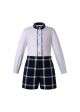 Boutique Boys Button Clothing Sets White Shirt +  Grid Shorts