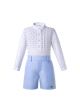 Boutique Light Blue Boys Kids Clothing Summer Outfit White Shirt + Light Blue Shorts