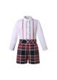 Boutique Kids Boys England Style Clothing Sets White Shirt + Plaid Shorts