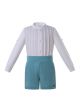 2 Pieces Boys Summer White Shirt + Sky Blue Shorts