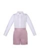 2 Pieces Boys Clothing Set White Shirt + Light Pink Shorts