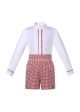 Children's Christmas Plaid Shorts Long Sleeve Shirt Set