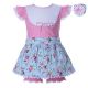 Toddler Girl Pink Flower Clothing Set-1347 