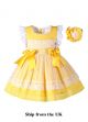 (UK ONLY)Girls Easter Yellow Cotton Dress + Handmade Headband