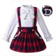 Double Row Pleated Cuffs Red Girls Clothing Set C93
