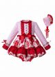 Baby Girl Red Flower Printed O-neck Party Dress C119