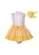 3 Pieces Babies Easter Ruffled Flower Print Boutique Outfits + Cute Bloomers + Hat