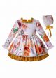 3 Pieces Of 3D Three-Dimensional Printed Cotton Babies Autumn Dress + Bonnet