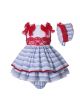 3 Pieces Babies Summer Lace Preppy Style Dress With Bows + Cute Bloomers + Hat