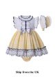 (UK ONLY)3 Pieces Babies Easter Yellow Boutique Outfits + Cute Bloomers + Hat