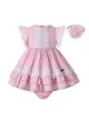 Baby Girls Cutest Summer Lace Pink Dress with Sweet Handmade Headband