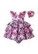 Baby Pink Floral Patterns Dress Set + Handmade Headband