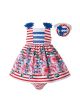 Red White Striped Baby Summer Dress + Handmade Headband