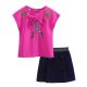 Girl Clothing Sets Hot Pink Top +Navy Skirt Casual 847