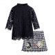 Fashion Vintage Black Lace Autumn Girl Clothing Set 852