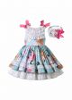 Light Blue Lace Printed Sleeveless Dress + Handmade Headband