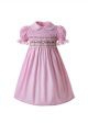 (USA ONLY)Pink Party Girls Doll Collar Handmade Embroidered Smocked Dresses