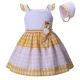 Baby Girls Yellow Easter Grid Lace Dress-B20
