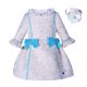 Khaki Girls Jacquard Bowtie Dress With Lace  B74