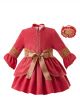 Red Lace Baby Girl Dress Stand Collar Kids Dresses B349