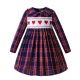 Autumn Baby Girls Grid Handmade Smocked Heart Dresses C79