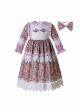 Birthday Boutique Doll Collar Flower Printed Lace Embroidery Dress With Headband