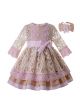 Wedding Bow Carved Hollow Girls Dress With Headband