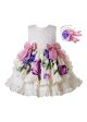 2020 White Flowers Pattern Printed Girls Dress +Hand Headband