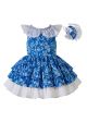 Fancy Flower Printed Sleeveless Wedding Party Girls Dress + Handmade Headband