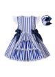 Girls Summer Flower Lace Stripe Party Dresses + Handmade Headband