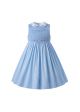 Blue Sleeveless Smocking Dress