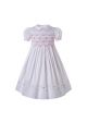Vintage White Embroidered Ruffled Smoked Dress