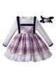 2019 Autumn Popular Color Plaid Dress With Faux Fur + Handmade Headband