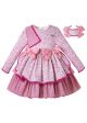 Thanksgiving Pink Floral Bow Children Boutique Girl Dress + Hand Headband